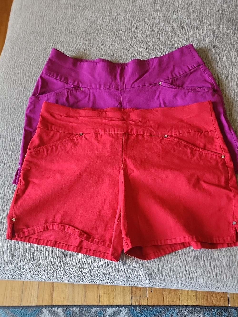 INC International Concepts TWO pair High-Waist Shorts in Red and Magenta
